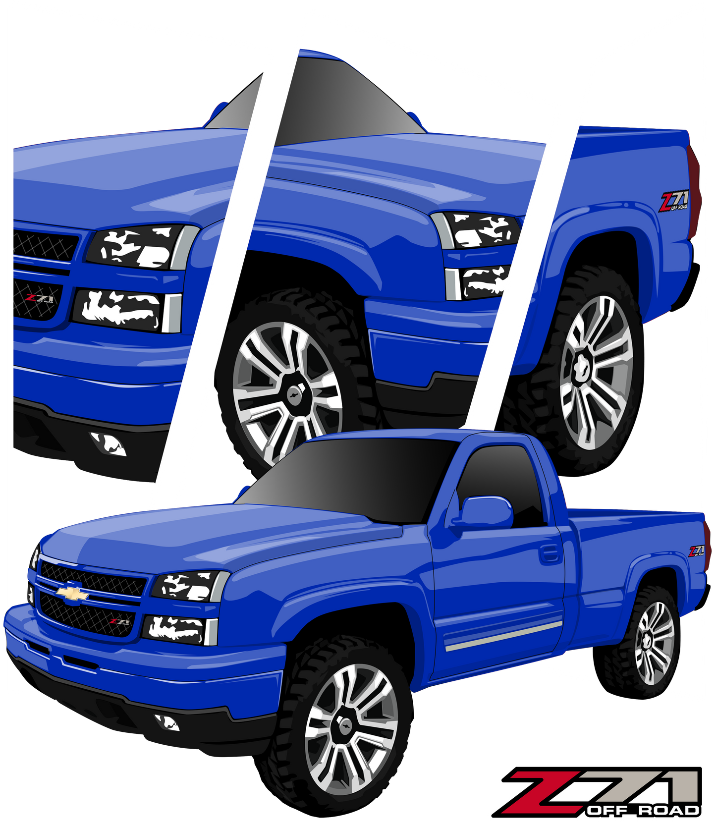 Blue Z71 T-shirt with Embroidered Logo in Front