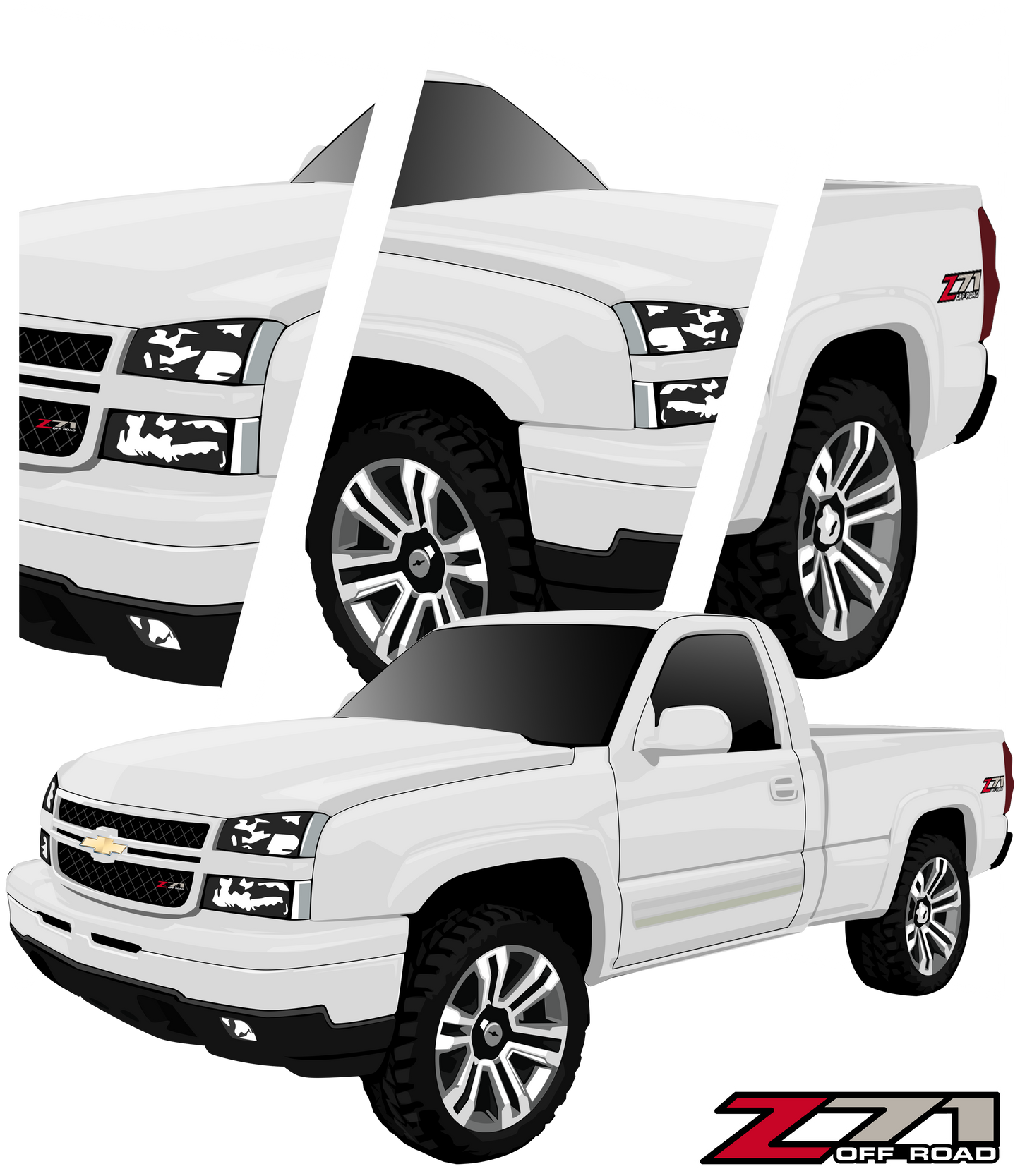 White Z71 T-shirt with Embroidered Logo in Front