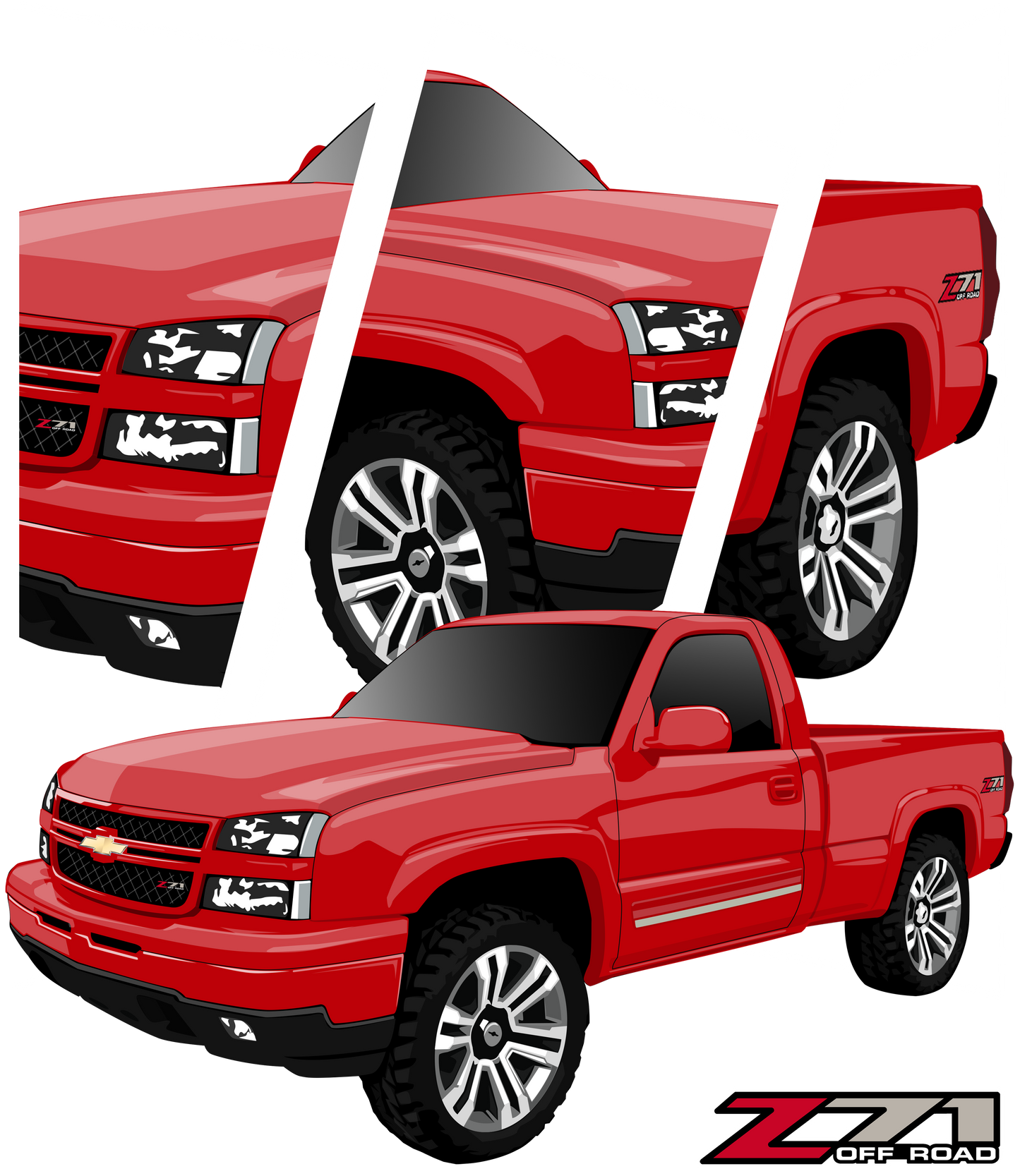 Red Z71 T-shirt with Embroidered Logo in Front
